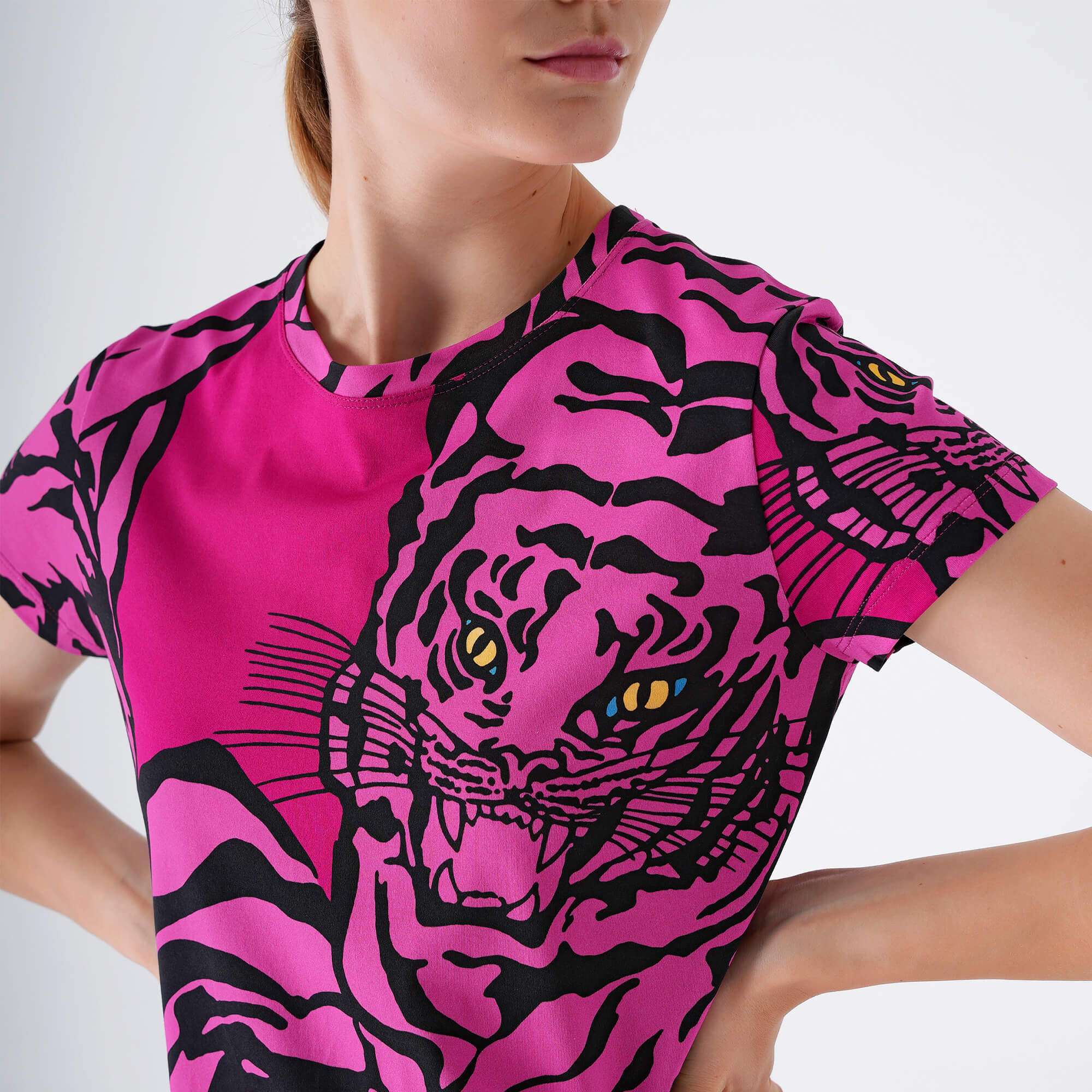 Valentino - Fuchsia&Black Tiger Print Cotton Tshirt